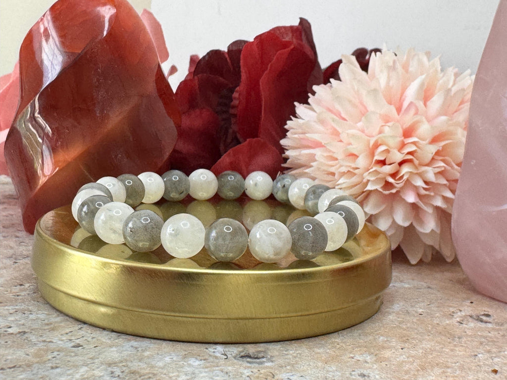 Lunar Alchemy – Rainbow Moonstone & Labradorite Bracelet for Moon Magic and Rituals