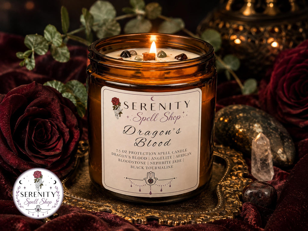 Dragons Blood Protection Candle, Spell Candle, Mindfulness Intention Candle, Manifestation Crystal Healing Candle, Negative Energy Candle