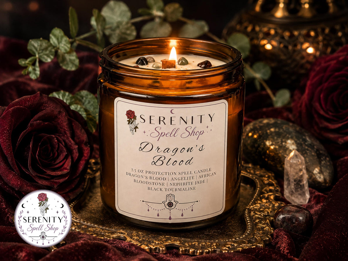 Dragons Blood Protection Candle, Spell Candle, Mindfulness Intention Candle, Manifestation Crystal Healing Candle, Negative Energy Candle