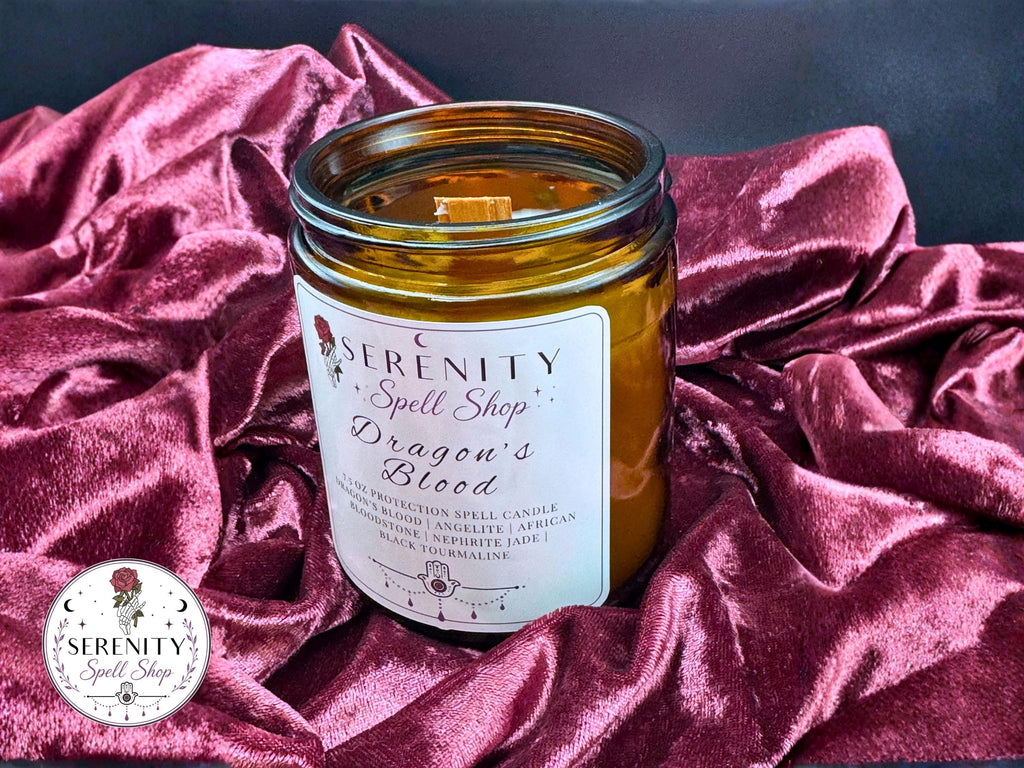 Dragons Blood Protection Candle, Spell Candle, Mindfulness Intention Candle, Manifestation Crystal Healing Candle, Negative Energy Candle