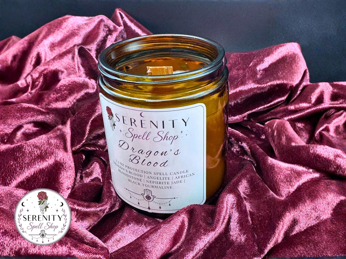 Dragons Blood Protection Candle, Spell Candle, Mindfulness Intention Candle, Manifestation Crystal Healing Candle, Negative Energy Candle