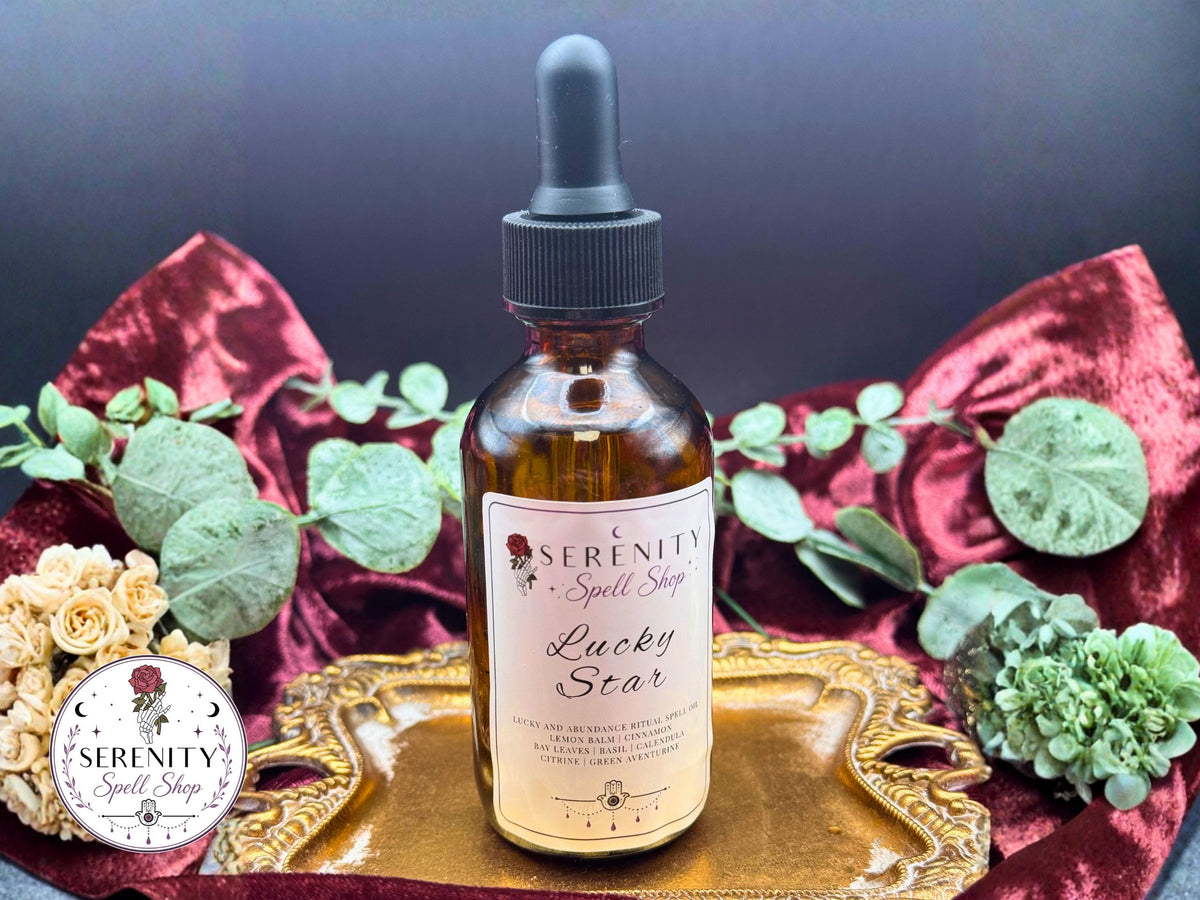 Lucky Star Ritual Oil – Wealth, Abundance & Manifestation | Citrine, Green Aventurine | Money Drawing, Prosperity, Success, Good Fortune
