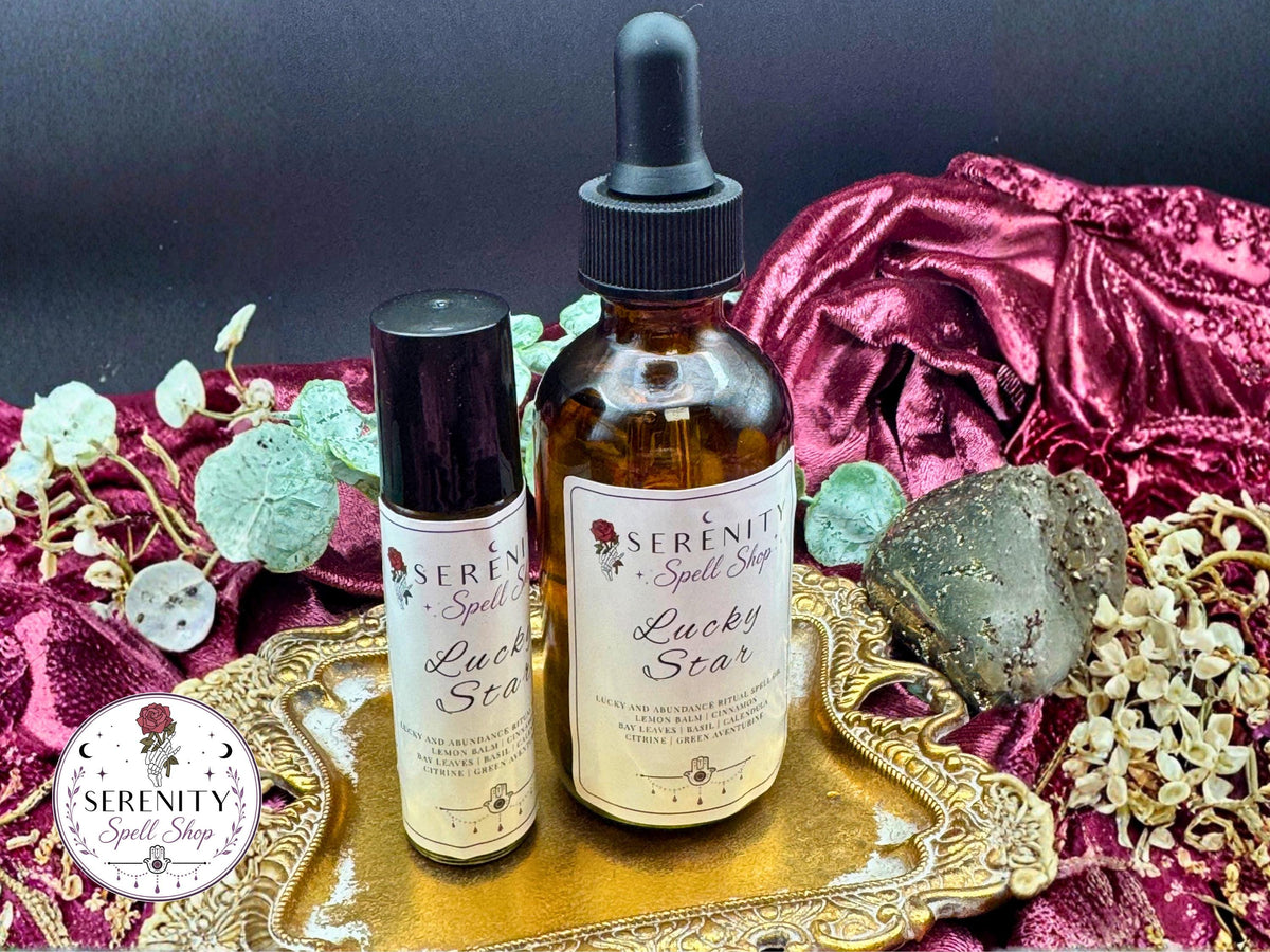 Lucky Star Ritual Oil – Wealth, Abundance & Manifestation | Citrine, Green Aventurine | Money Drawing, Prosperity, Success, Good Fortune