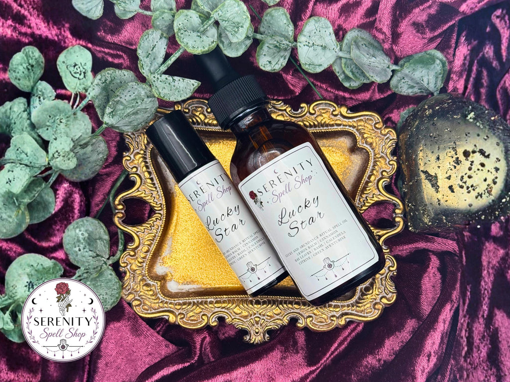Lucky Star Ritual Oil – Wealth, Abundance & Manifestation | Citrine, Green Aventurine | Money Drawing, Prosperity, Success, Good Fortune