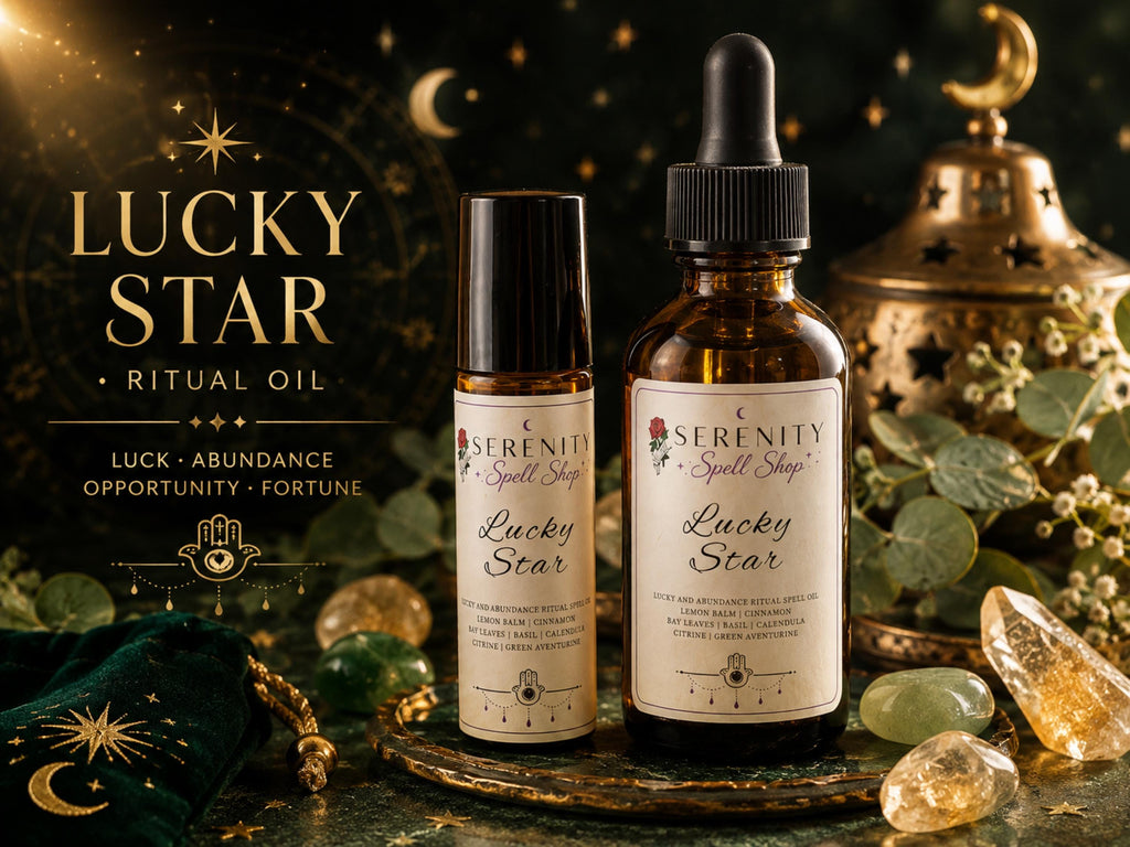Lucky Star Ritual Oil – Wealth, Abundance & Manifestation | Citrine, Green Aventurine | Money Drawing, Prosperity, Success, Good Fortune