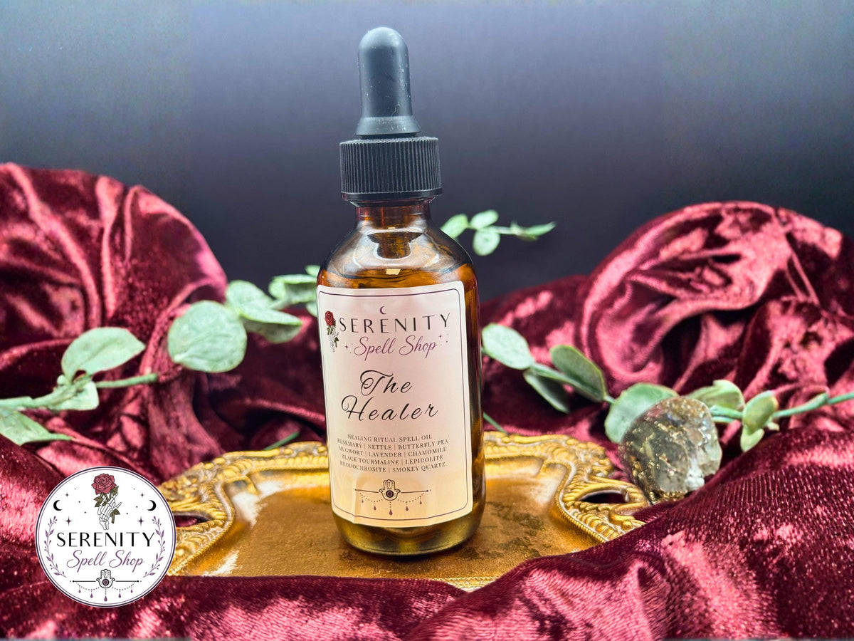 The Healer Ritual Oil | Emotional Recovery & Balance | Black Tourmaline, Lepidolite, Rhodochrosite, and Smokey Quartz | Acceptance Spell Oil