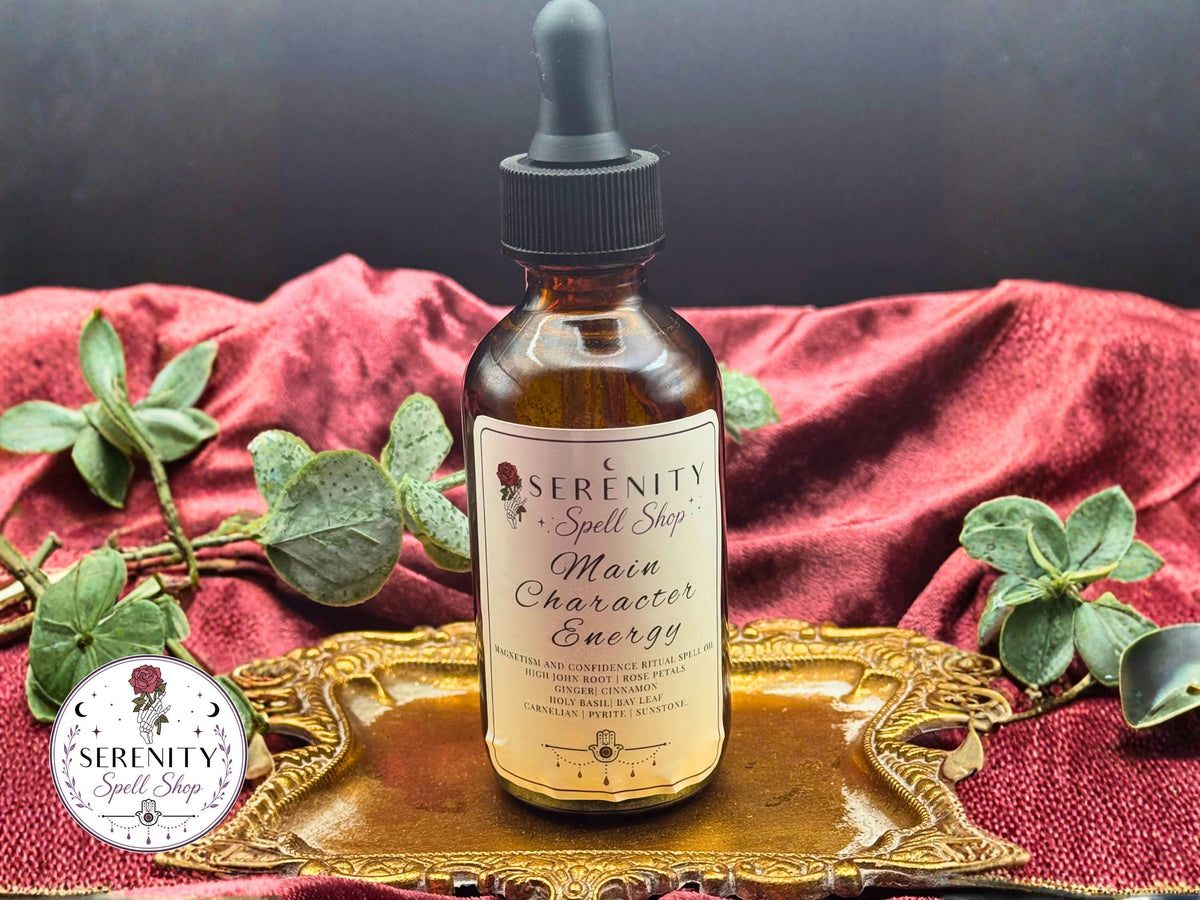 Main Character Energy Ritual Oil – Confidence, Magnetism & Personal Power | Carnelian, Pyrite, Sunstone | Success, Attraction, Empowerment
