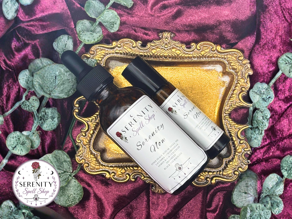 Serenity Now Ritual Oil – Calming, Grounding & Emotional Healing | Amethyst, Black Tourmaline | Inner Peace, Sobriety Support