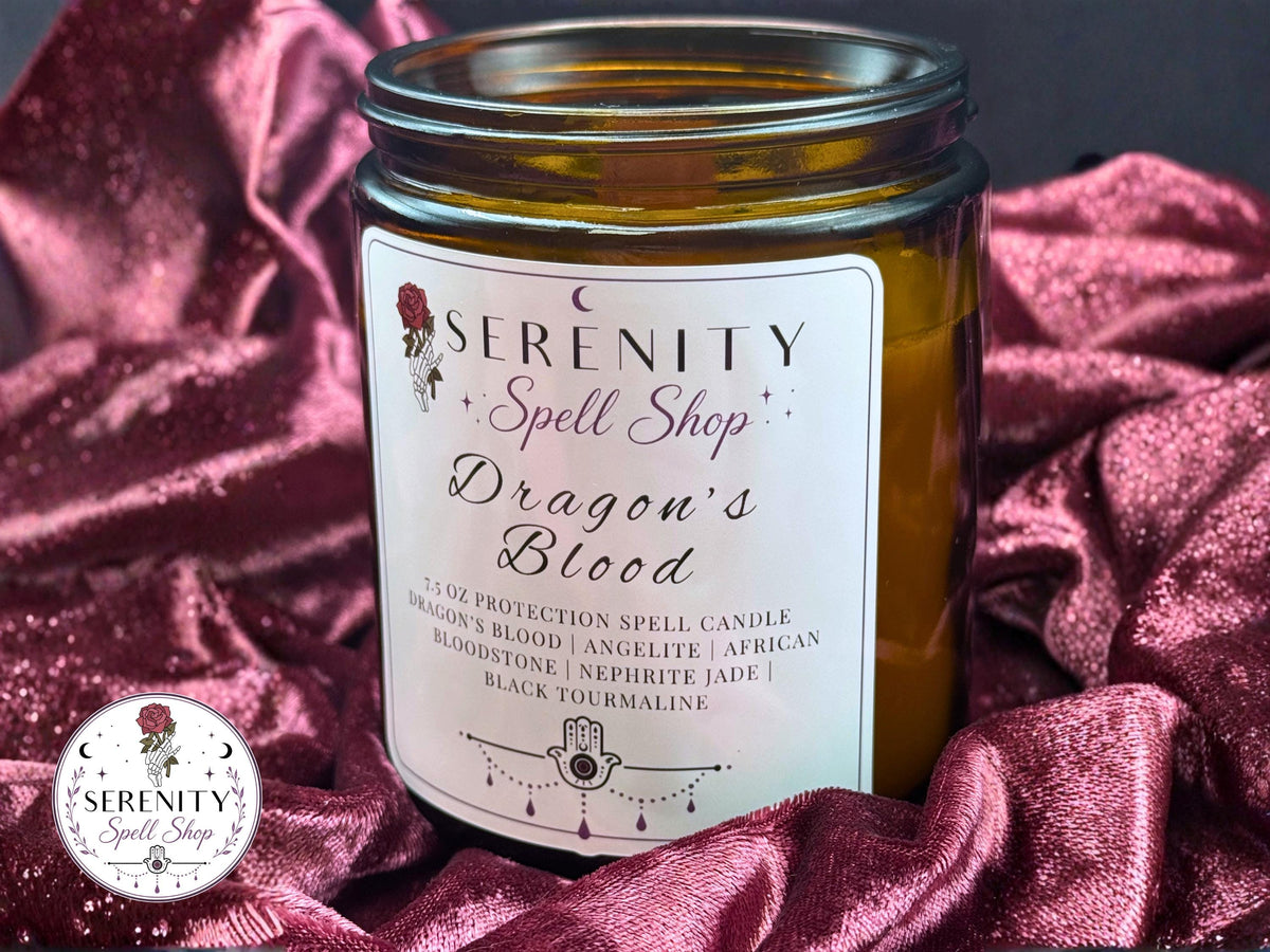 Dragons Blood Protection Candle, Spell Candle, Mindfulness Intention Candle, Manifestation Crystal Healing Candle, Negative Energy Candle