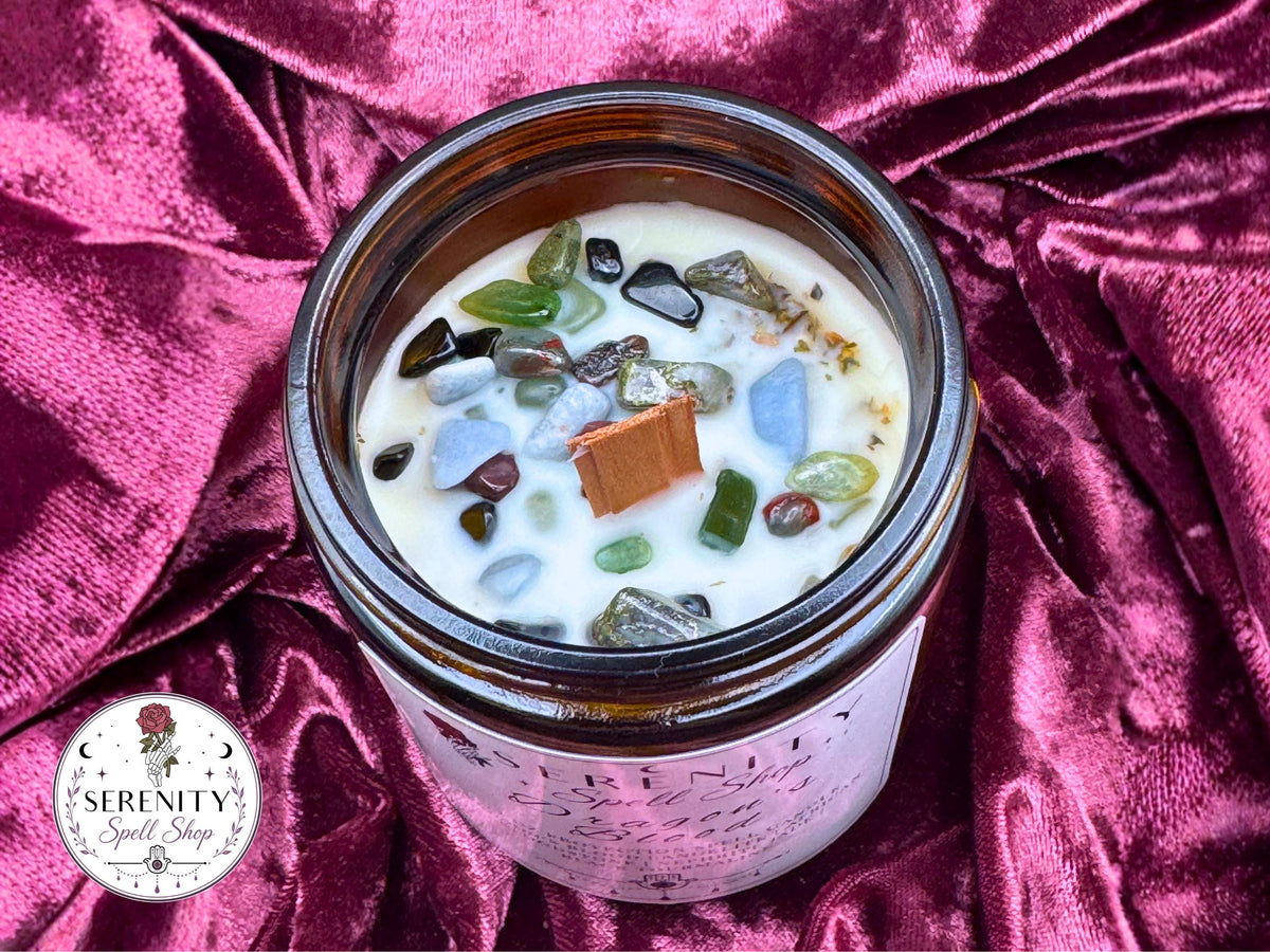 Dragons Blood Protection Candle, Spell Candle, Mindfulness Intention Candle, Manifestation Crystal Healing Candle, Negative Energy Candle