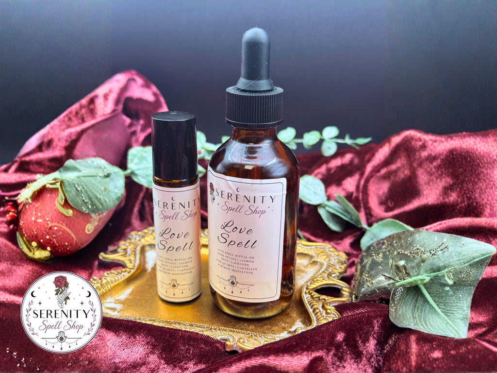 Love Spell Ritual Oil – Soulmate Attraction | Manifestation Oil with Rose Quartz, Moonstone, Jasmine | Feminine Energy & Romance Spell Oil