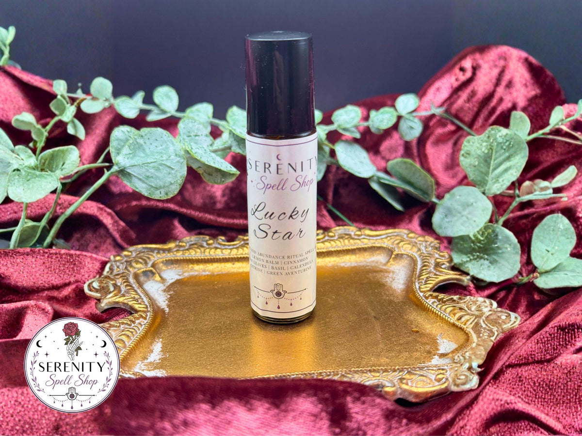 Lucky Star Ritual Oil – Wealth, Abundance & Manifestation | Citrine, Green Aventurine | Money Drawing, Prosperity, Success, Good Fortune