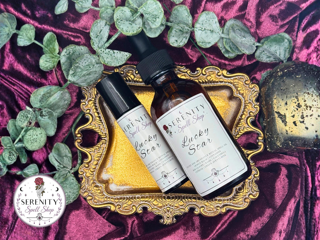 Lucky Star Ritual Oil – Wealth, Abundance & Manifestation | Citrine, Green Aventurine | Money Drawing, Prosperity, Success, Good Fortune