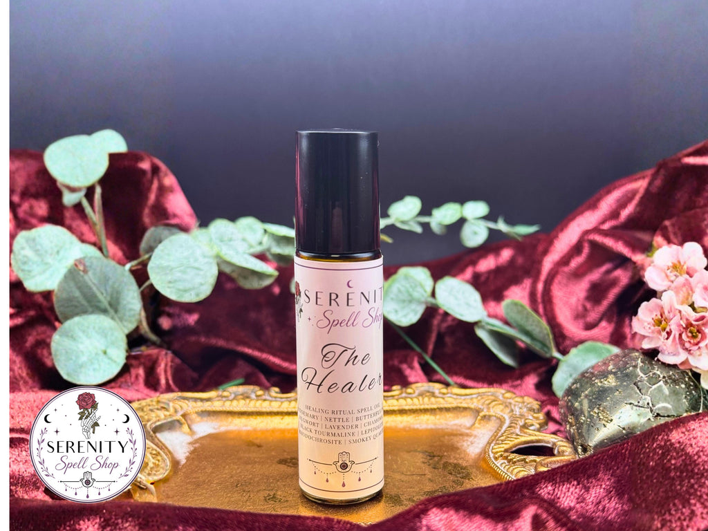 The Healer Ritual Oil | Emotional Recovery & Balance | Black Tourmaline, Lepidolite, Rhodochrosite, and Smokey Quartz | Acceptance Spell Oil