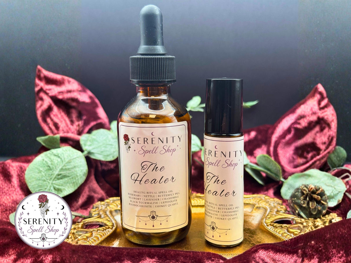 The Healer Ritual Oil | Emotional Recovery & Balance | Black Tourmaline, Lepidolite, Rhodochrosite, and Smokey Quartz | Acceptance Spell Oil