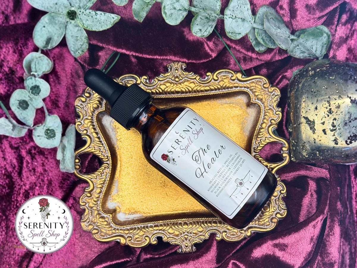 The Healer Ritual Oil | Emotional Recovery & Balance | Black Tourmaline, Lepidolite, Rhodochrosite, and Smokey Quartz | Acceptance Spell Oil