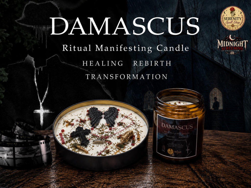 DAMASCUS | Midnight Mass Inspired Horror Movie Candle - Halloween Manifesting - Midnight Screening Collection