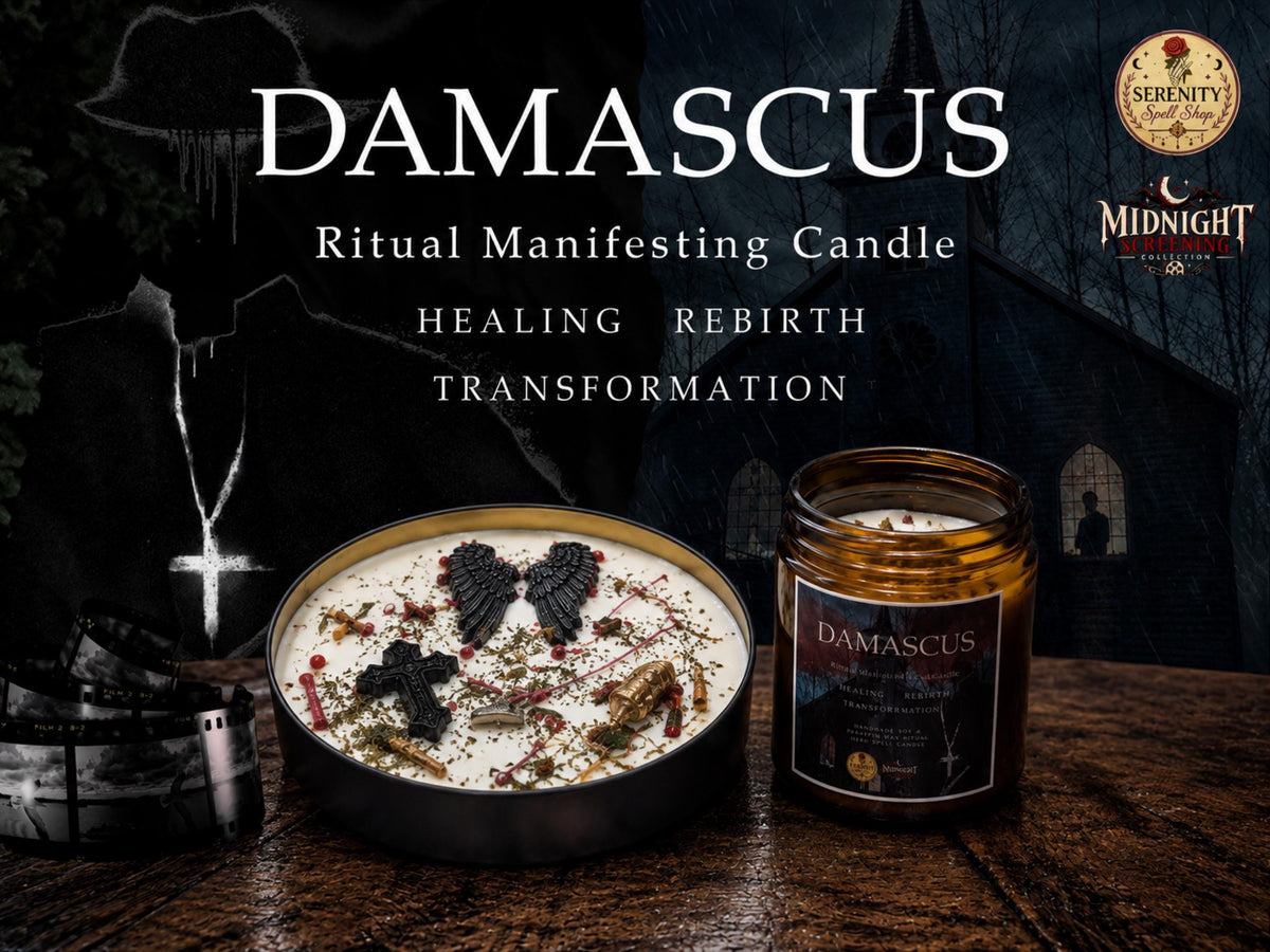 DAMASCUS | Midnight Mass Inspired Horror Movie Candle - Halloween Manifesting - Midnight Screening Collection