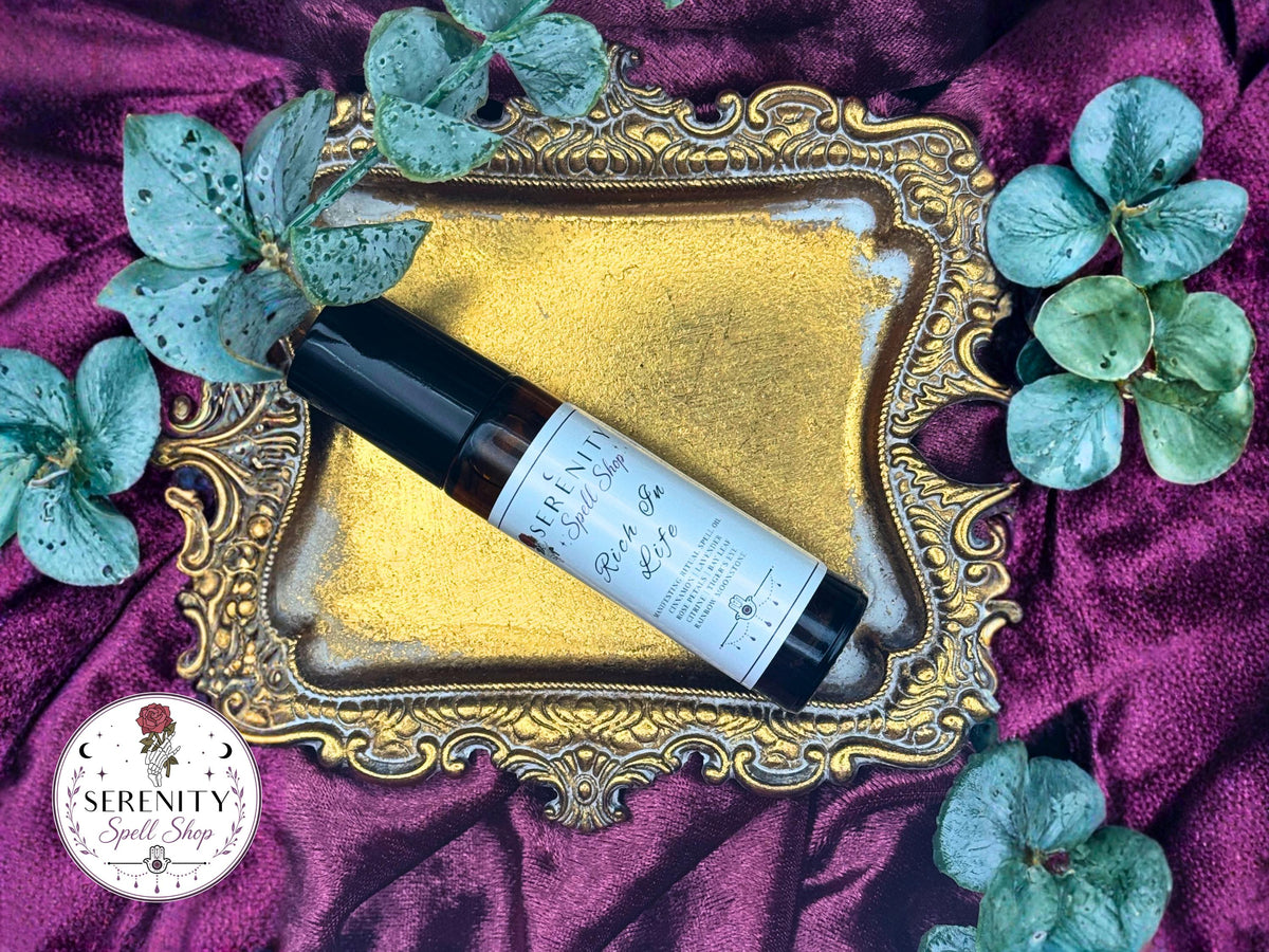 Rich in Life Ritual Oil – Citrine, Tiger’s Eye, Rainbow Moonstone Blend (10ML or 2 oz)