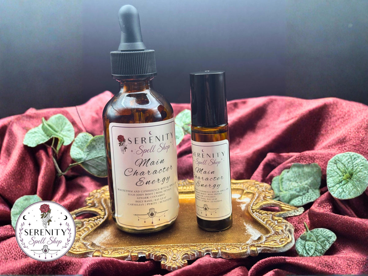 Main Character Energy Ritual Oil – Confidence, Magnetism & Personal Power | Carnelian, Pyrite, Sunstone | Success, Attraction, Empowerment