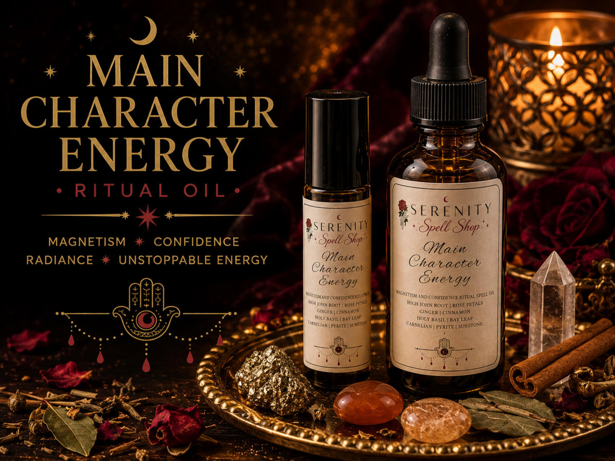 Main Character Energy Ritual Oil – Confidence, Magnetism & Personal Power | Carnelian, Pyrite, Sunstone | Success, Attraction, Empowerment