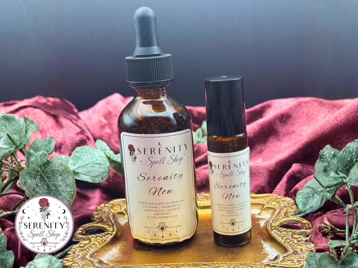 Serenity Now Ritual Oil – Calming, Grounding & Emotional Healing | Amethyst, Black Tourmaline | Inner Peace, Sobriety Support