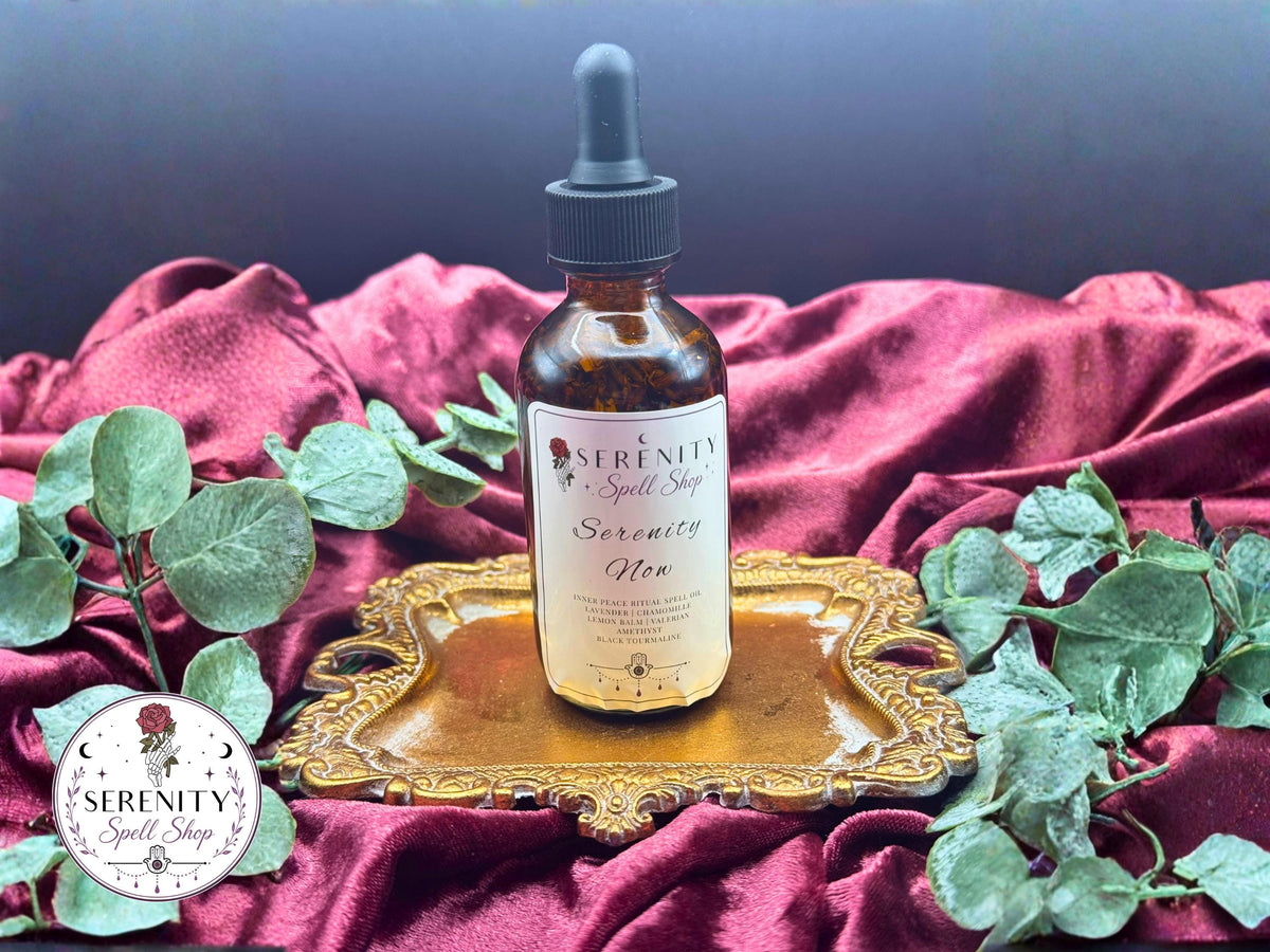 Serenity Now Ritual Oil – Calming, Grounding & Emotional Healing | Amethyst, Black Tourmaline | Inner Peace, Sobriety Support