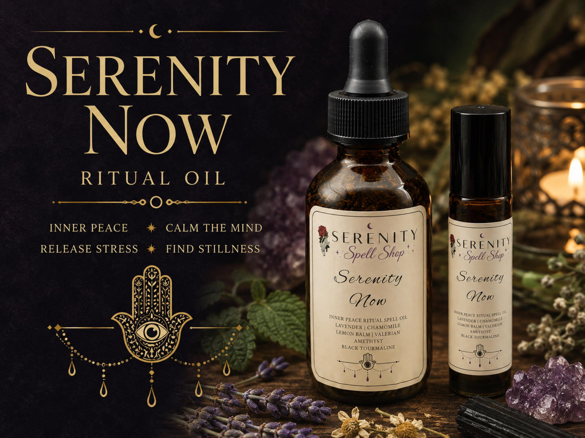 Serenity Now Ritual Oil – Calming, Grounding & Emotional Healing | Amethyst, Black Tourmaline | Inner Peace, Sobriety Support