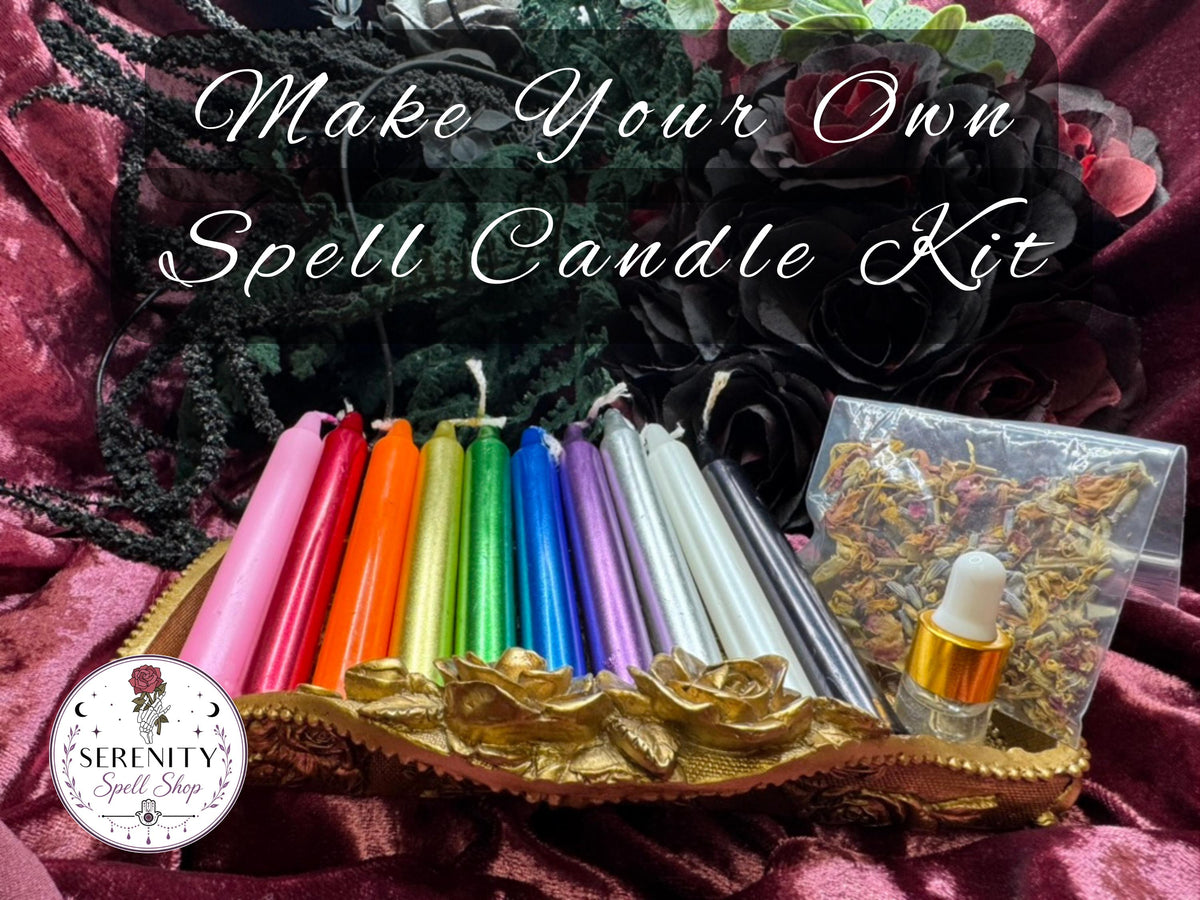 DIY Dressed Candle Spell Kit | Make Your Own Ritual Candles | Chime Candles, Herbs & Oil | Witchcraft Kit | Candle Magic