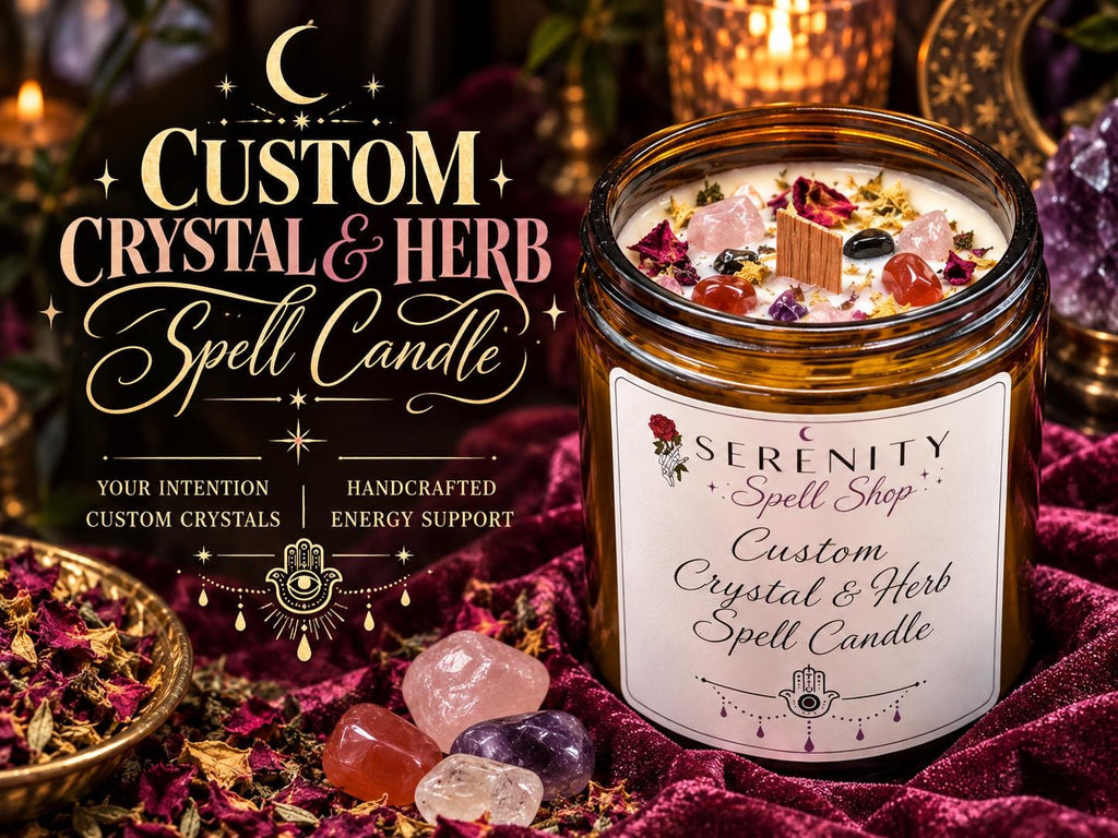 Custom Crystal Spell Candles crafted to match your intention