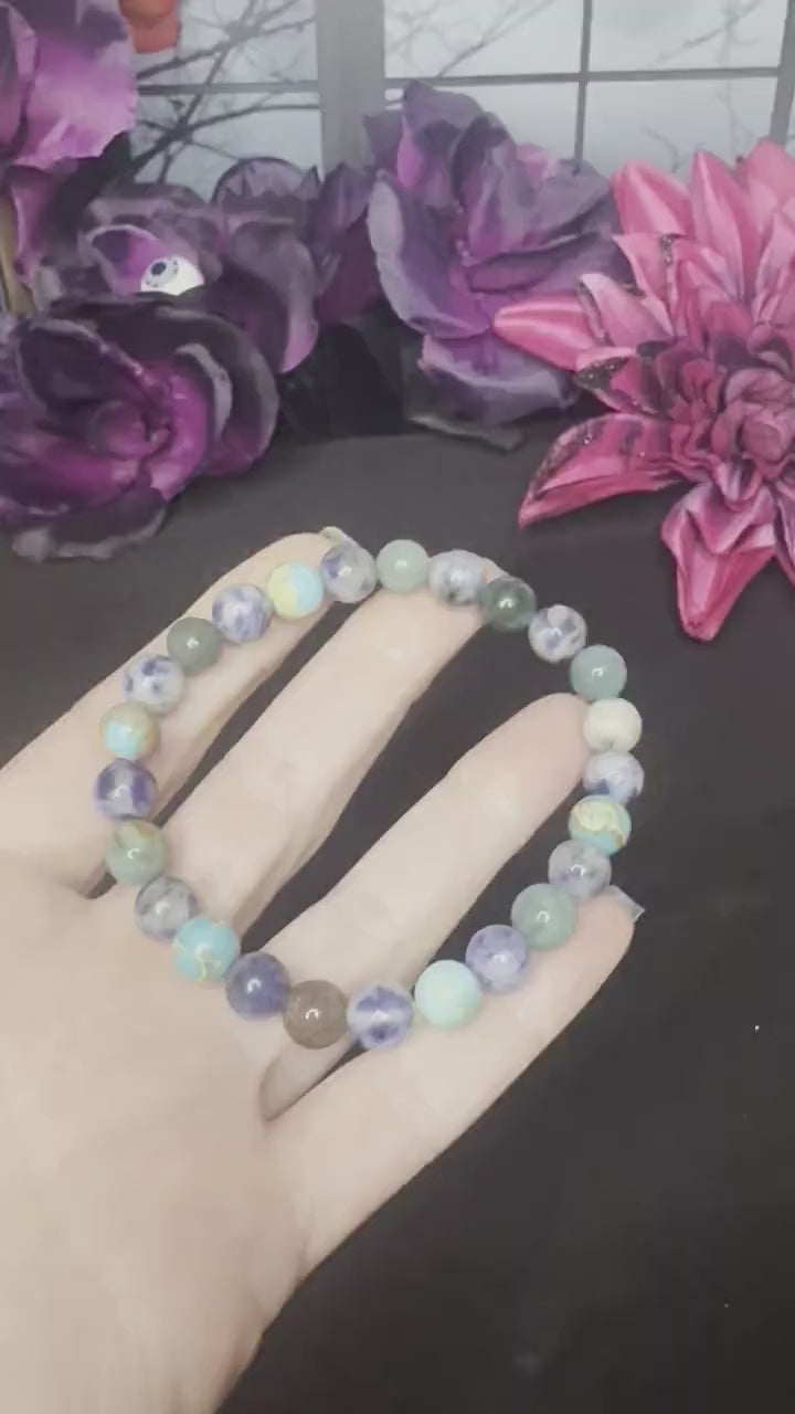 Ocean’s Embrace Bracelet • Ocean Jasper • Sodalite for Balance, Clarity, and Emotional Calm, Healing, Serenity